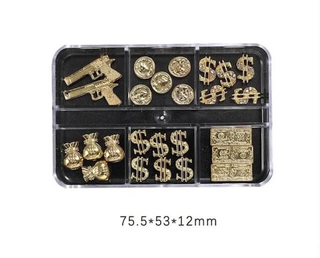 Nail Charm Gold Money and Dollar #2217