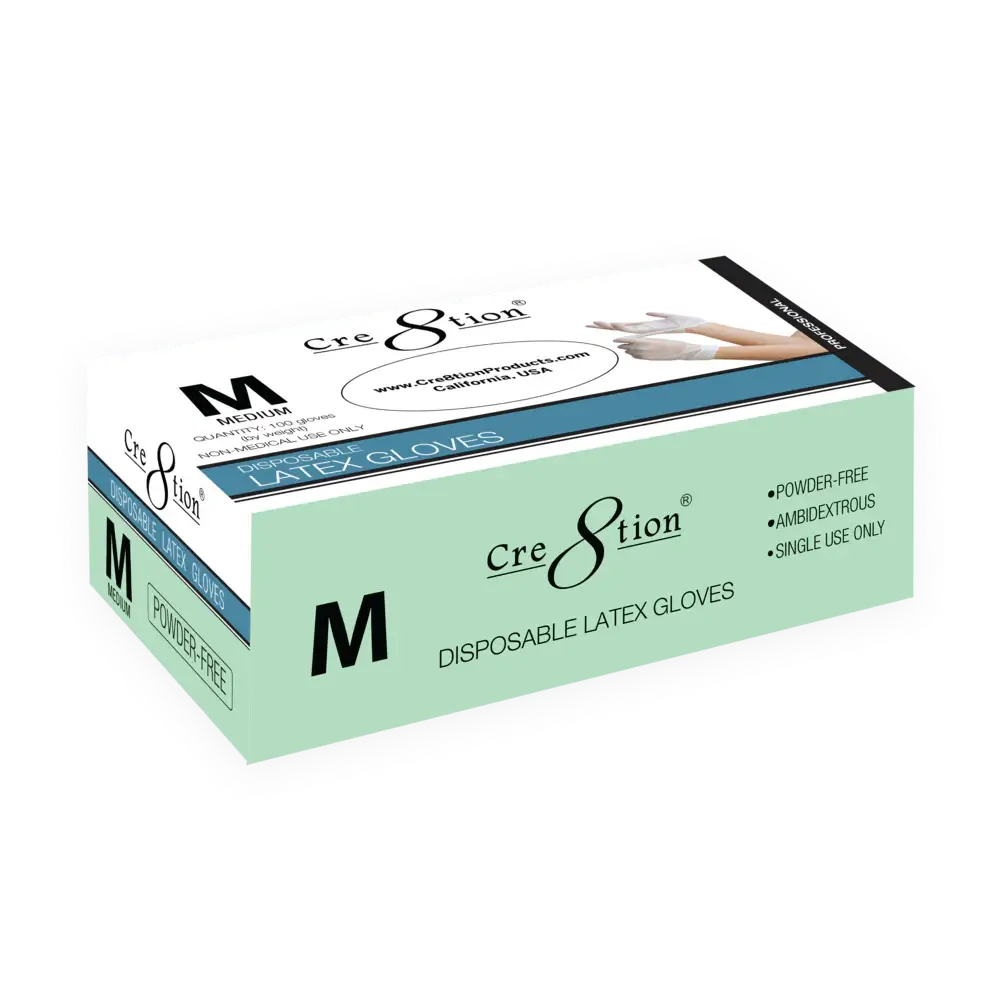 Cre8tion Gloves Powder-Free - Size M - 100 pcs. /Box - 10Box Case - Premier Nail Supply