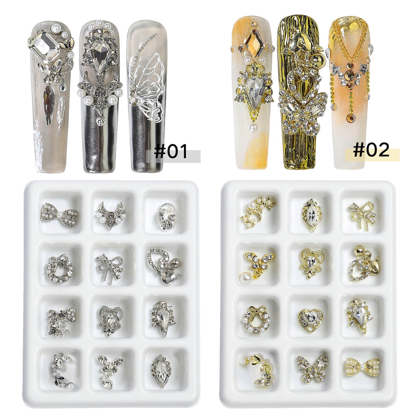 Nail Charm Gold and Silver 12pcs/set - Premier Nail Supply