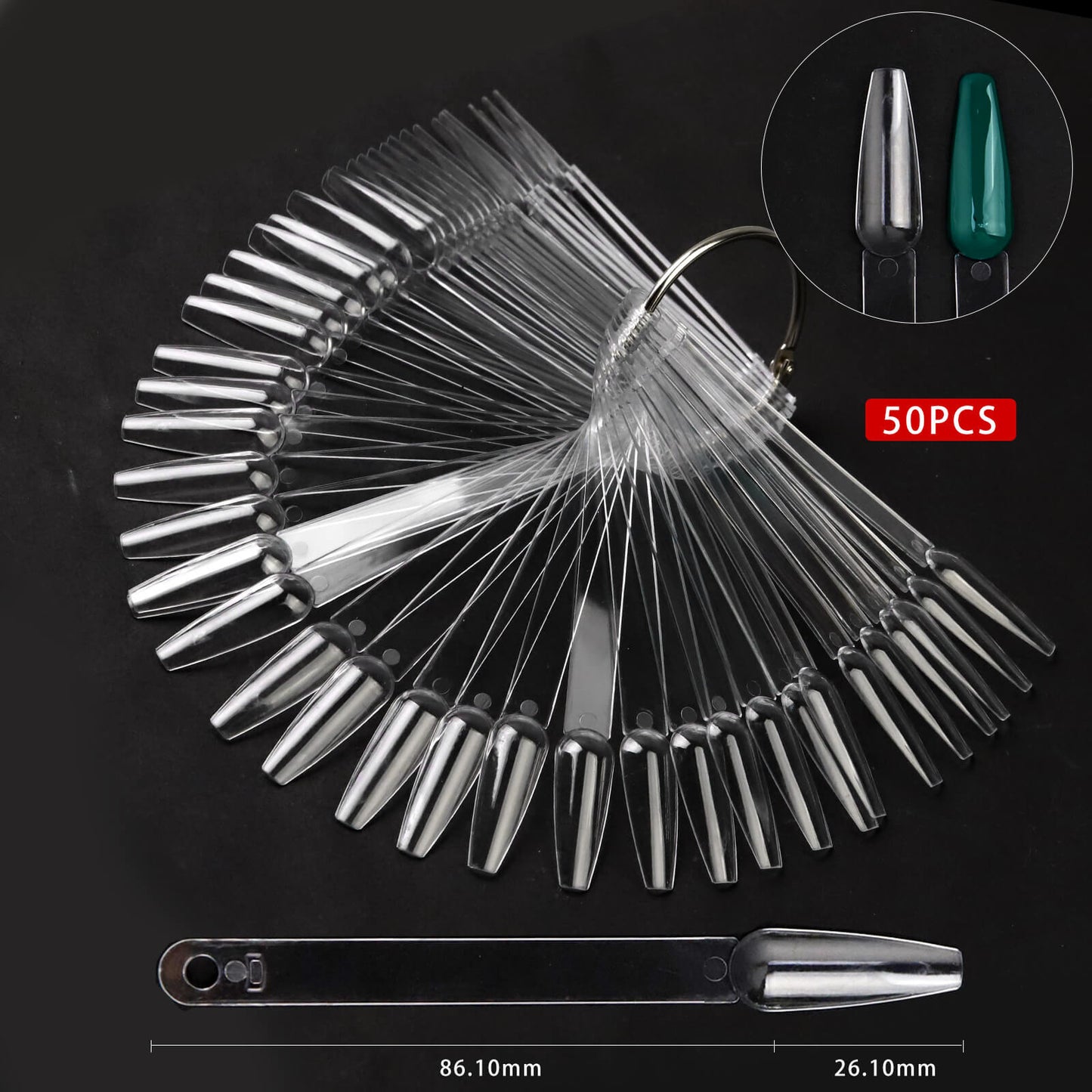 Nail Clear Tip Swatch Coffin 50pcs/Bag - Premier Nail Supply