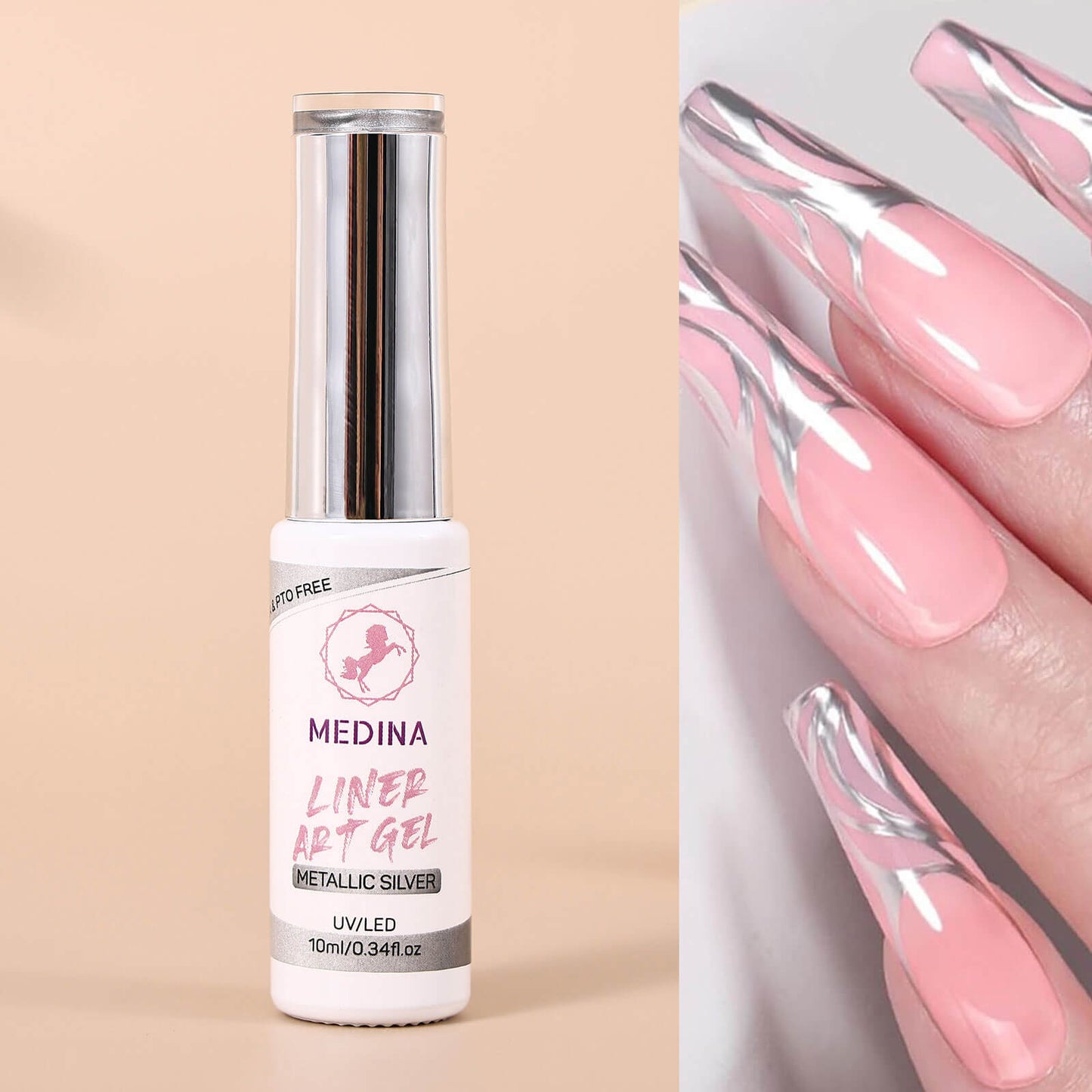 Medina - Nail Art Gel Liner Silver Chrome 10ml