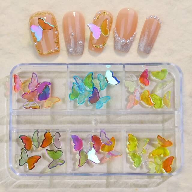 3D Aurora Mix Color Butterfly Nail Charms 24 pcs/Bag - Premier Nail Supply