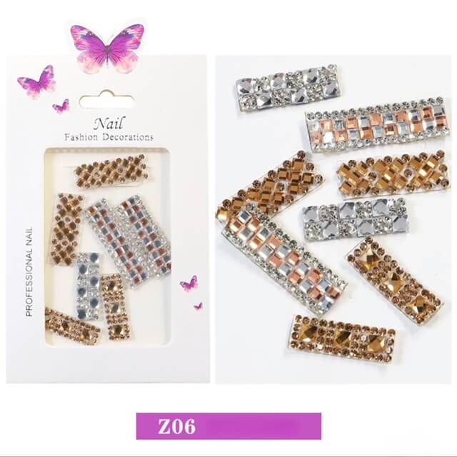 3D Rhinestone Nail Charm Row Design 8pcs/bag - Premier Nail Supply