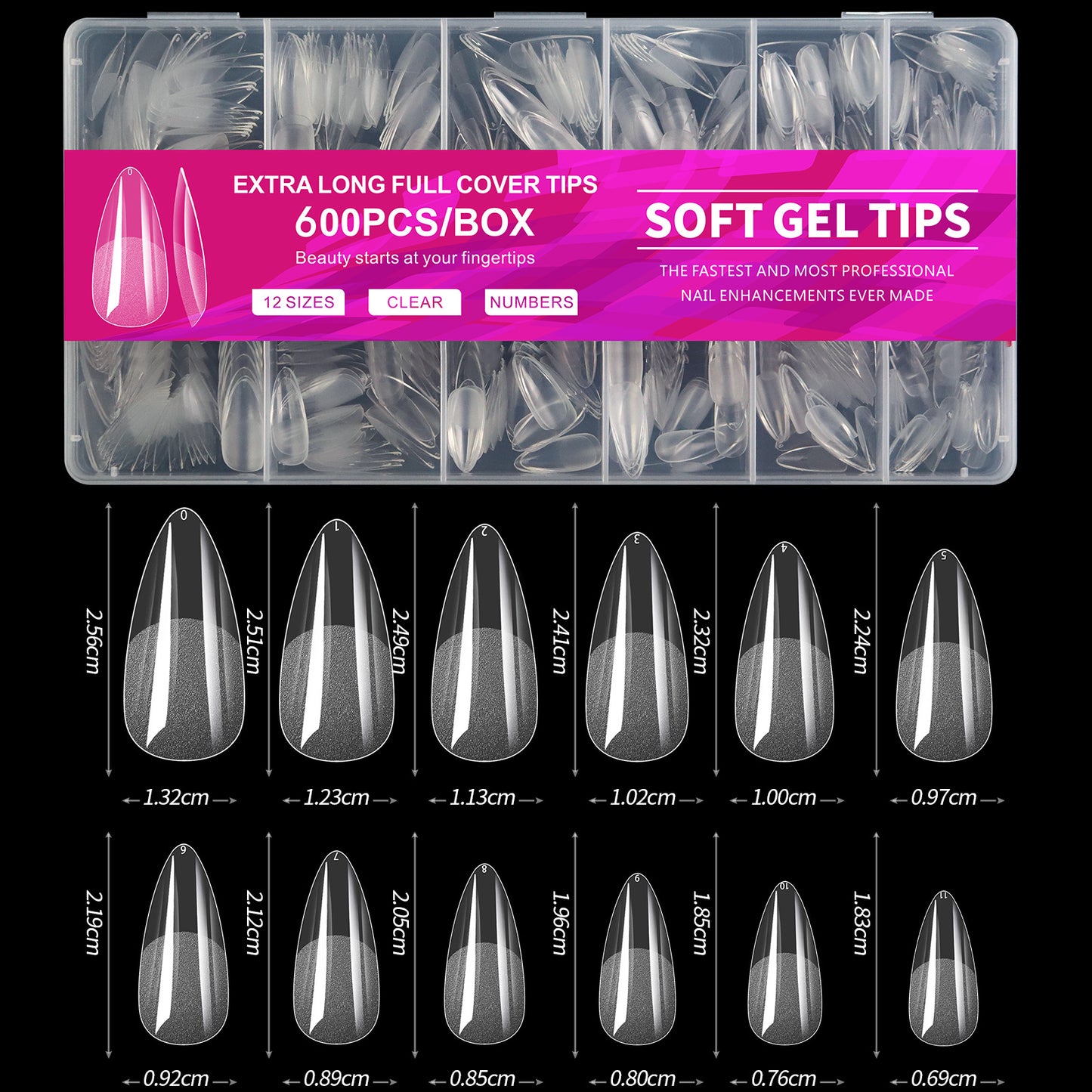 Gel Tip Almond Long 600pcs/Box - Premier Nail Supply