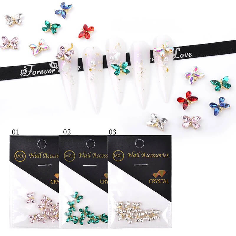 Nail Art Rhinestone 3D Butterfly Crytal AB 10pcs/Bag - Premier Nail Supply