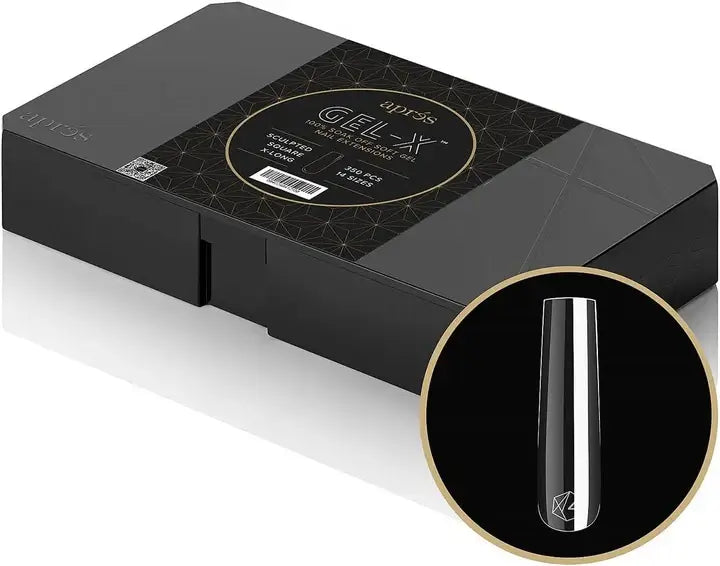 APRES - GEL-X® SCULPTED SQUARE EXTRA LONG BOX OF TIPS | 350 GEL-X TIPS PREMIUM QUALITY 14 SIZES 00-9 | HALF-SIZES - Premier Nail Supply