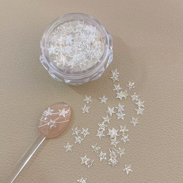 Nail Charm Glitter Star Sequins White #4522