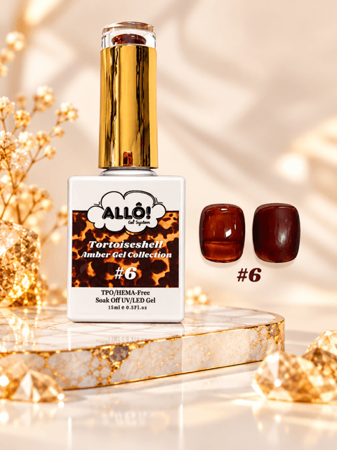 Allo Brand Tortoiseshell Amber Gel Collection – TPO-Free & HEMA-Free | Set & Individual Colors