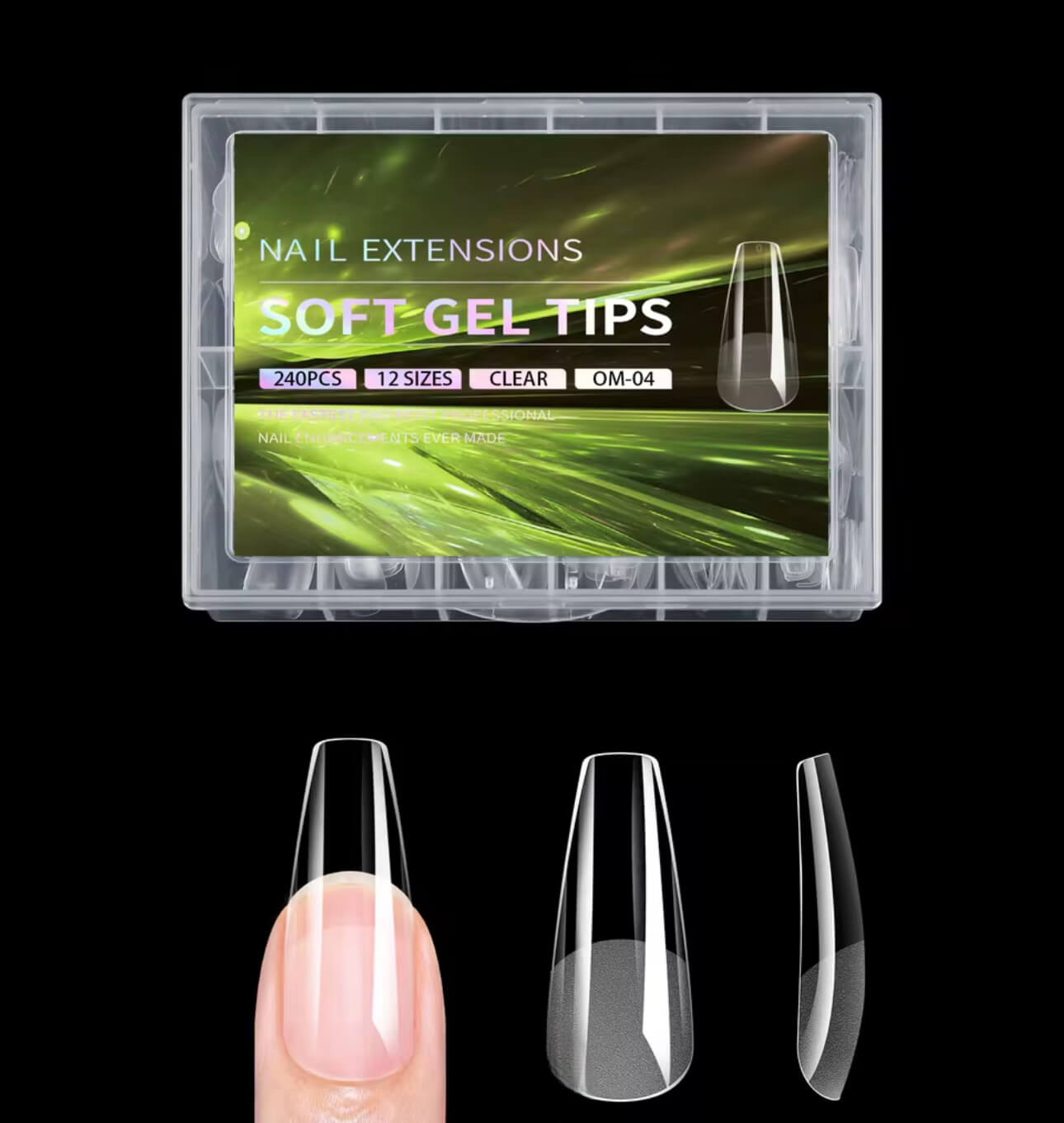 Nail Extensions Coffin Long Soft Gel Tip 12Sizes 240pcs #MO4