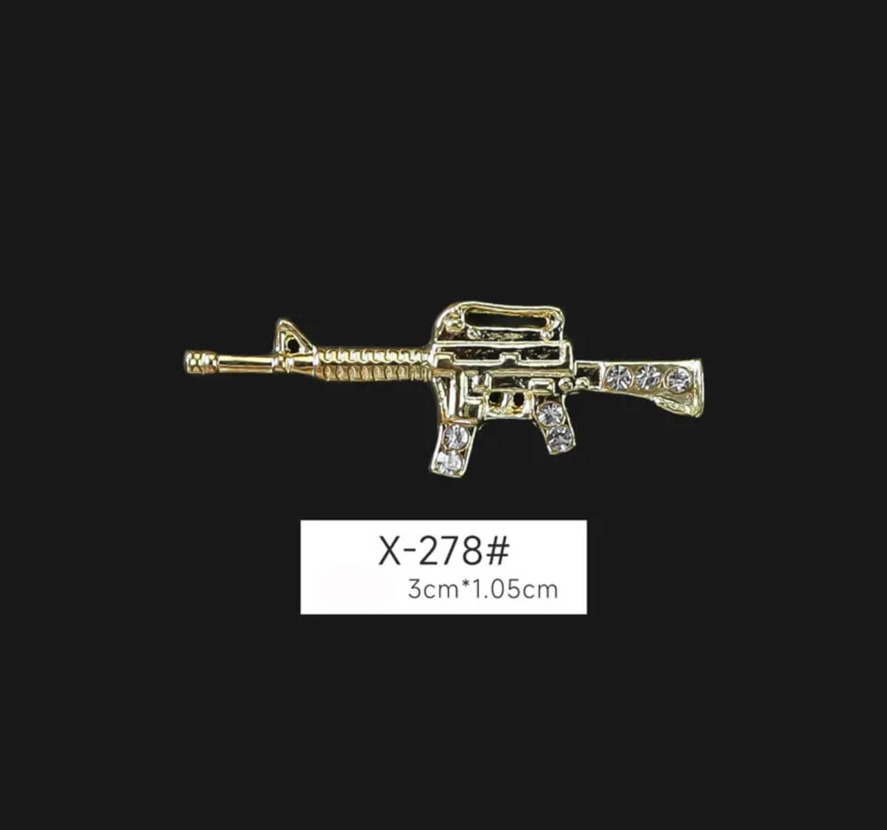3D Nail Charm Rhinestone Gun Design Vintage Silver Gold 2pcs/bag - Premier Nail Supply