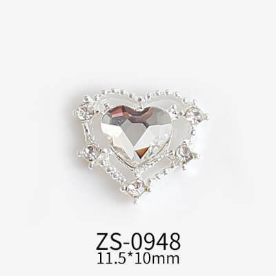 Nail Charm Rhinestone Heart ZS - 2pcs/Bag - Premier Nail Supply