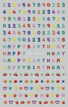 Nail Sticker Happy Birthday and Number #HG5D198