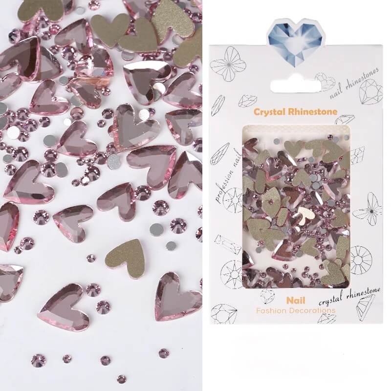 Nail Charm Pink Heart Rhinestones - Premier Nail Supply