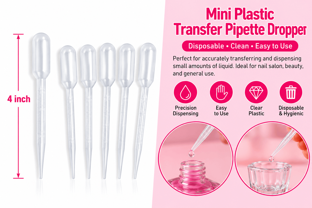 Clear Plastic Transfer Pipette Dropper – Disposable Liquid Dropper for Nail Salon & Beauty Use #3978