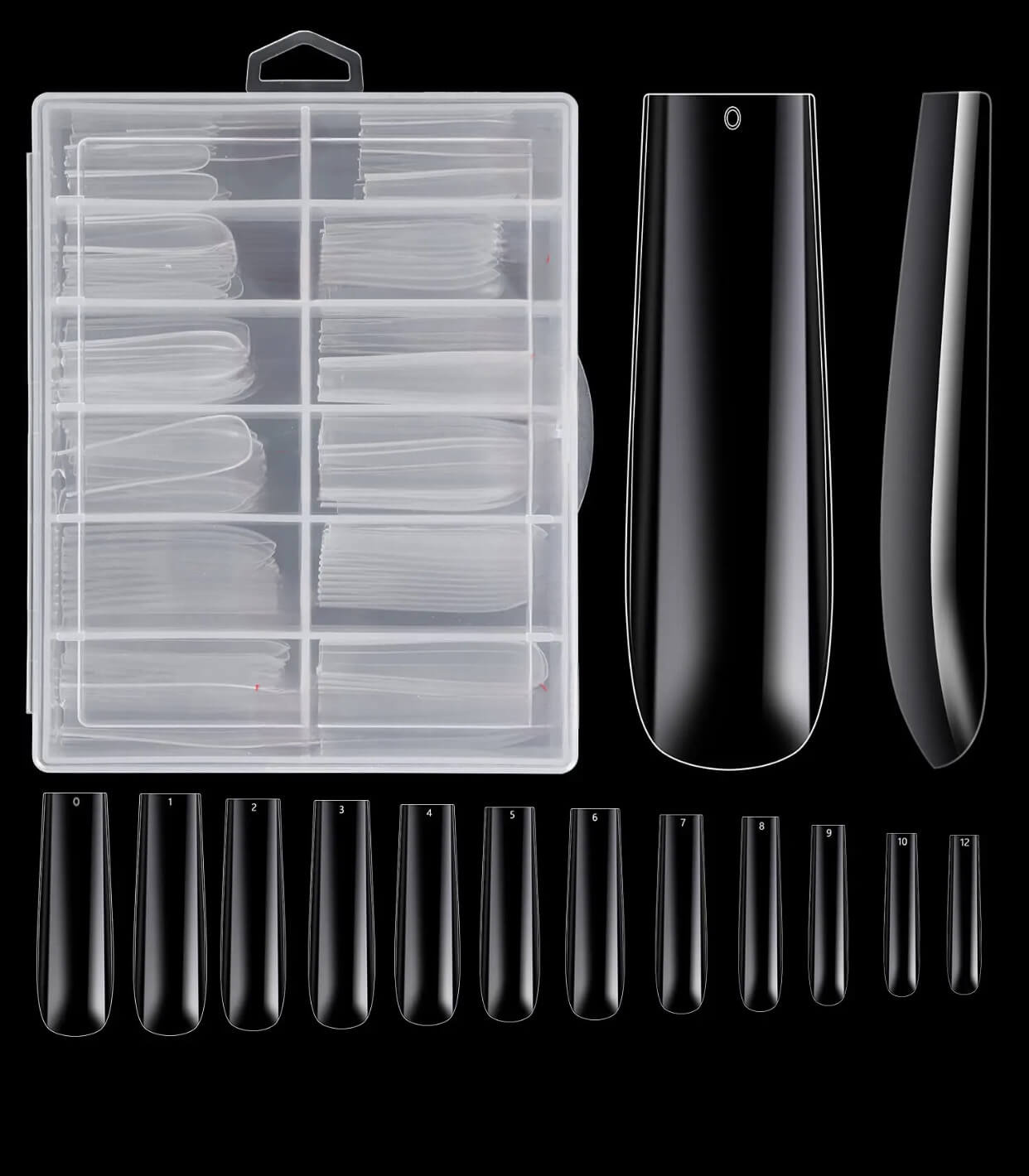 Sofi Art - Clear Square 2x Long Gel Nail Tip 240 pcs/size 0-11 - Premier Nail Supply