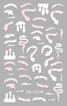 Nail Sticker Pink and White Snake #HG5D348