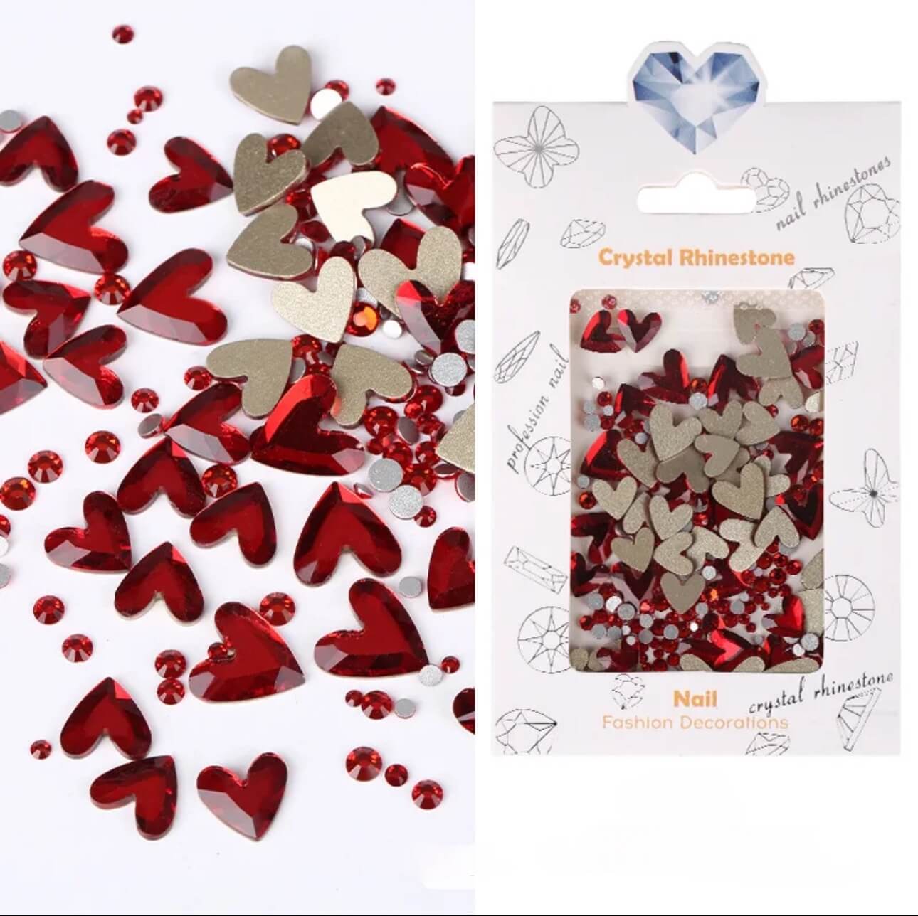 Nail Charm Red Heart Rhinestones - Premier Nail Supply