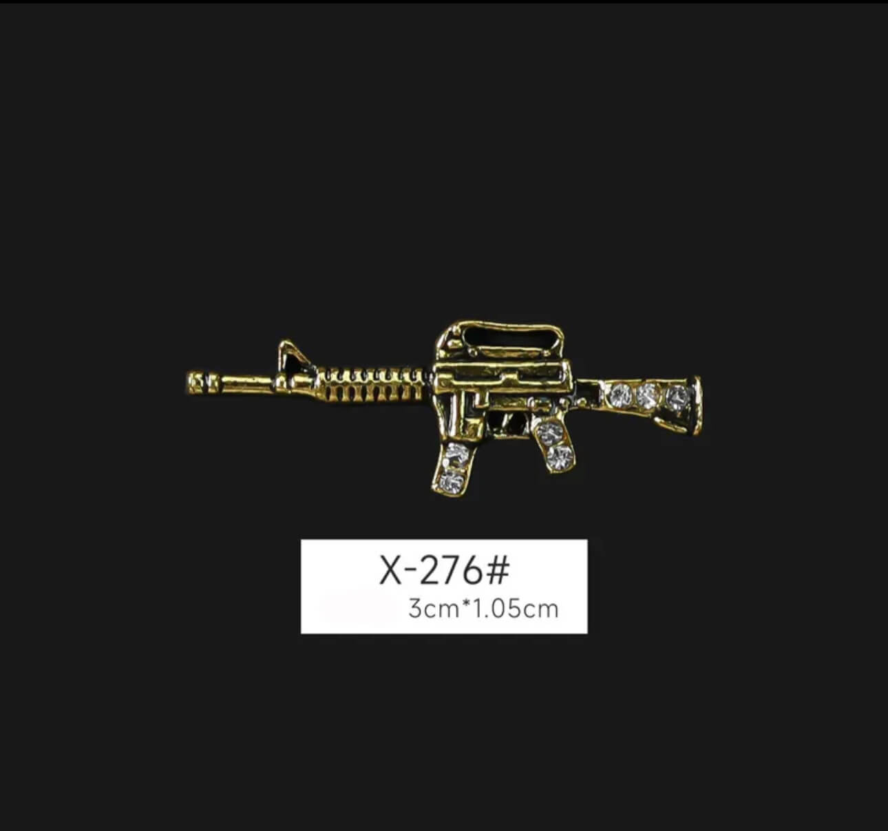 3D Nail Charm Rhinestone Gun Design Vintage Silver Gold 2pcs/bag - Premier Nail Supply