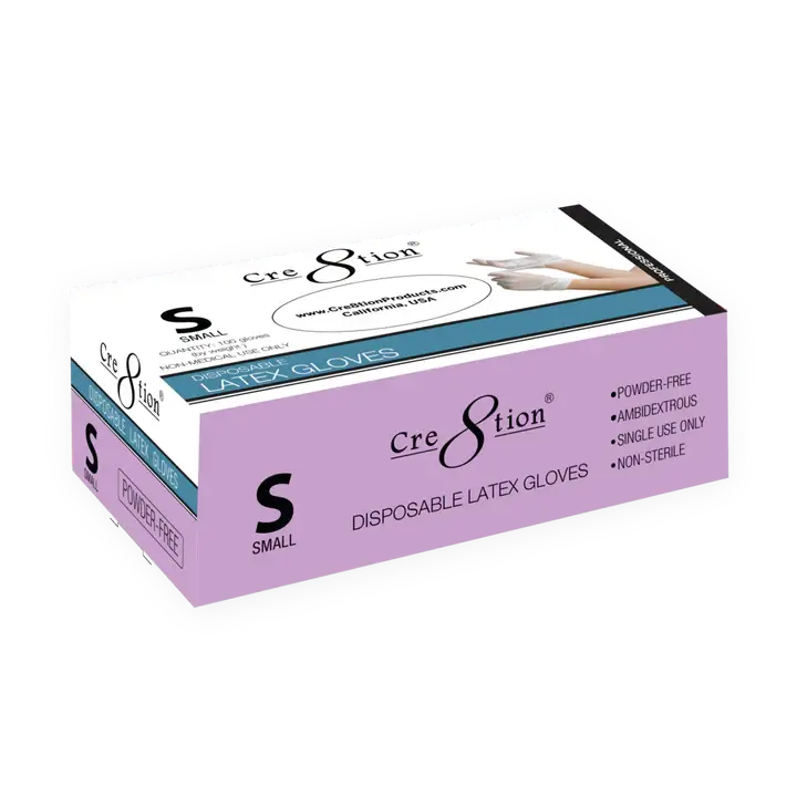 Cre8tion Gloves Powder-Free - Size S -100 pcs./box, 10 boxes/case - Premier Nail Supply
