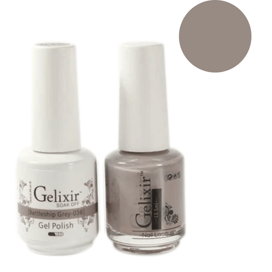 Gelixir Gel Polish & Nail Lacquer Duo Battleship Grey - #36 - Premier Nail Supply