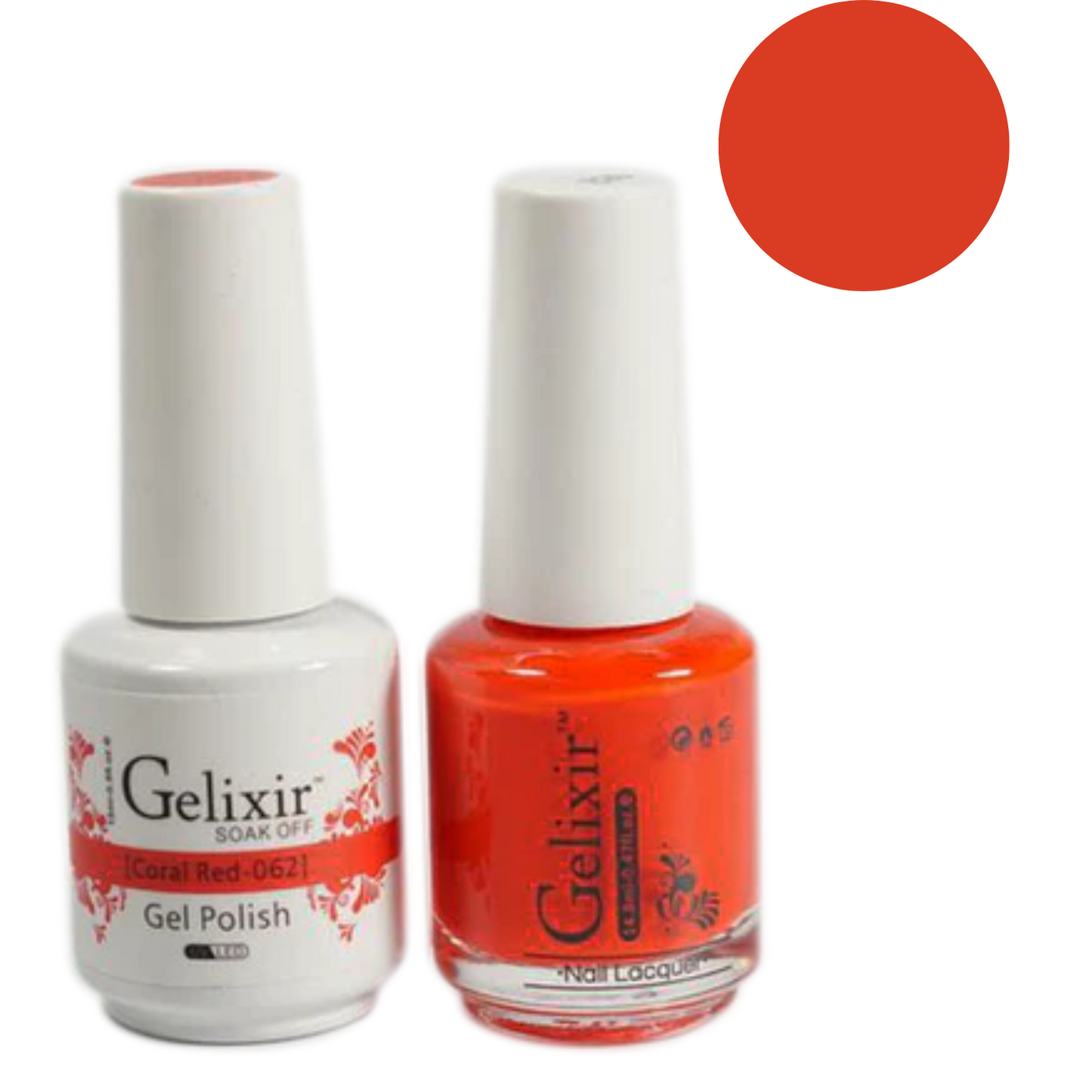 Gelixir Gel Polish & Nail Lacquer Duo Coral Red - #62 - Premier Nail Supply