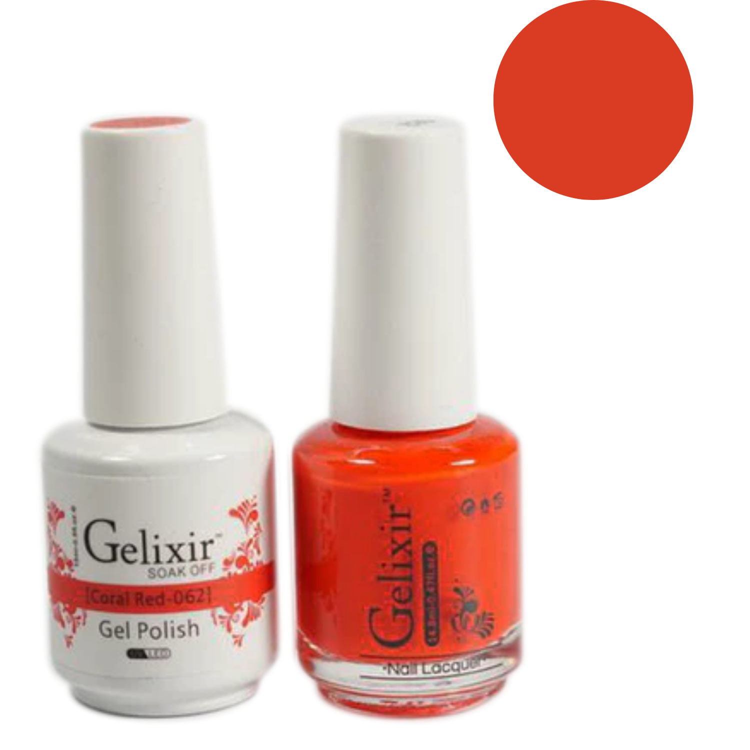 Gelixir Gel Polish & Nail Lacquer Duo Coral Red - #62 - Premier Nail Supply