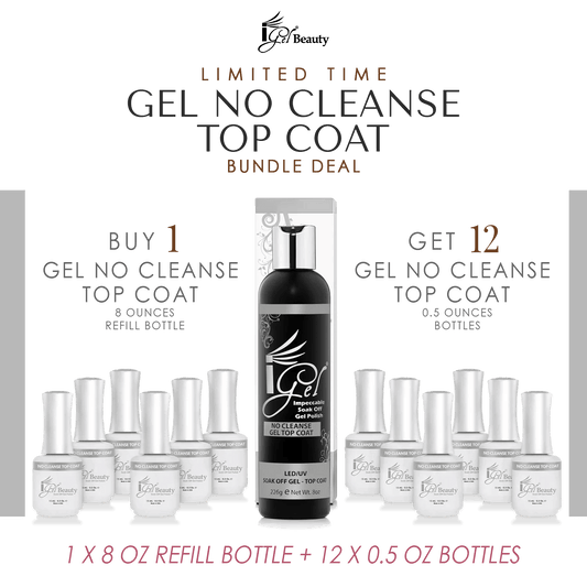 IGEL Gel Topcoat No Cleanse Refill 8 oz & 12 Bottle 0.5 oz - Premier Nail Supply