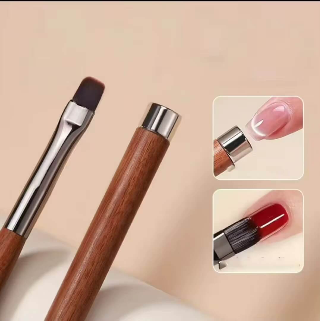 Nail Brush Dual French Wood Handle with Magnet
