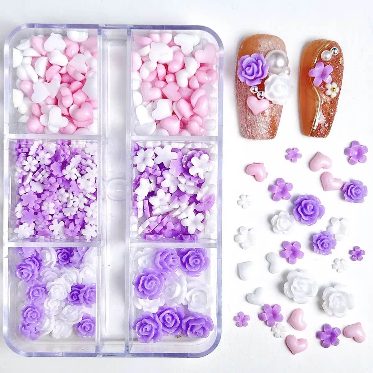 Nail Charm Purple Rose Flower with Mix Pink ♥