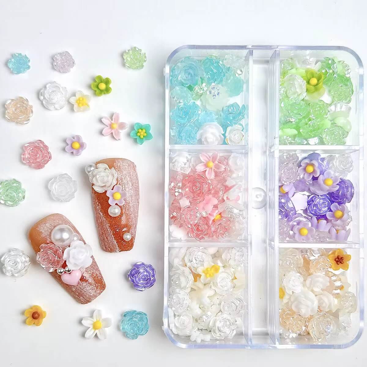 Nail Charm Rose Flower with Multiple Colors