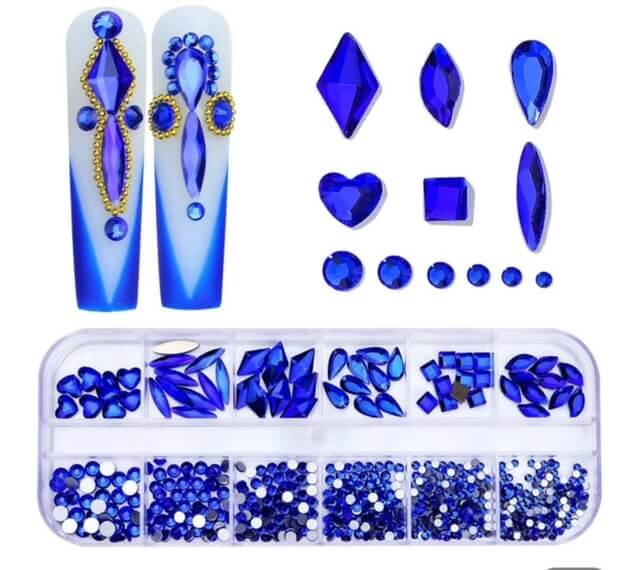 Nail Rhinestone AB Navy Blue Rhinestone Mix Shape - Premier Nail Supply