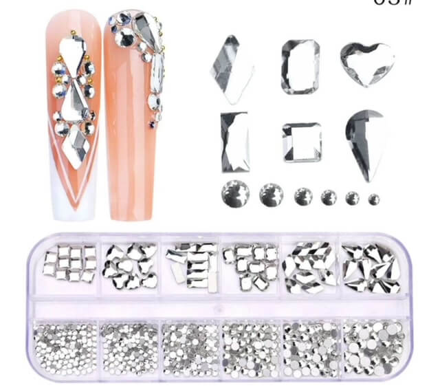 Nail Rhinestone AB Silver Rhinestone Mix Shape - Premier Nail Supply