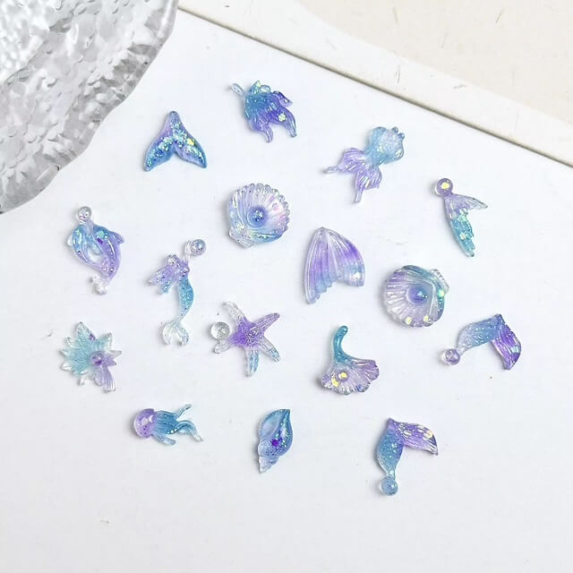 Nail Charm 3D Summer Ocean, Seashell, Mermaid