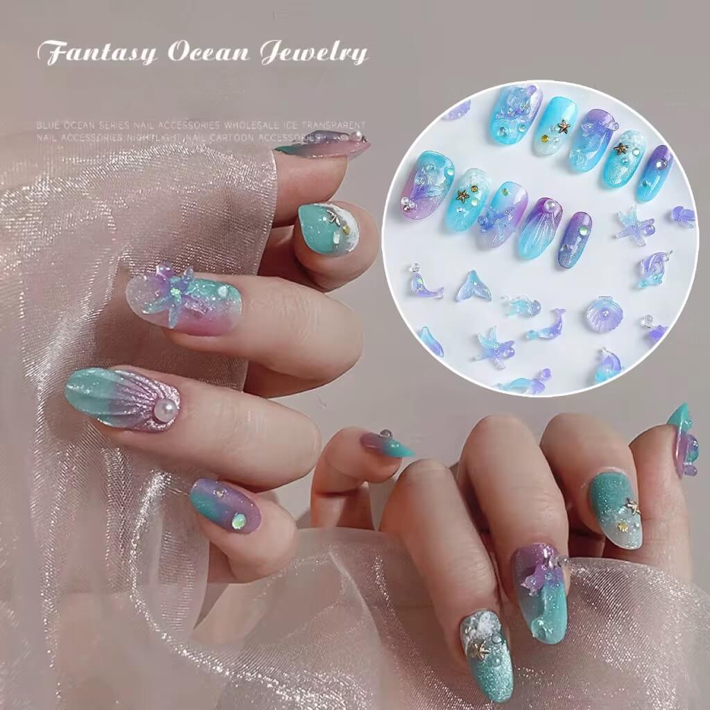 Nail Charm 3D Summer Ocean, Seashell, Mermaid