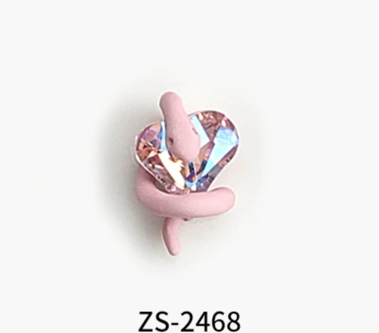 Nail Charm Pink Heart With Pink Snake 2pcs/bag - Premier Nail Supply