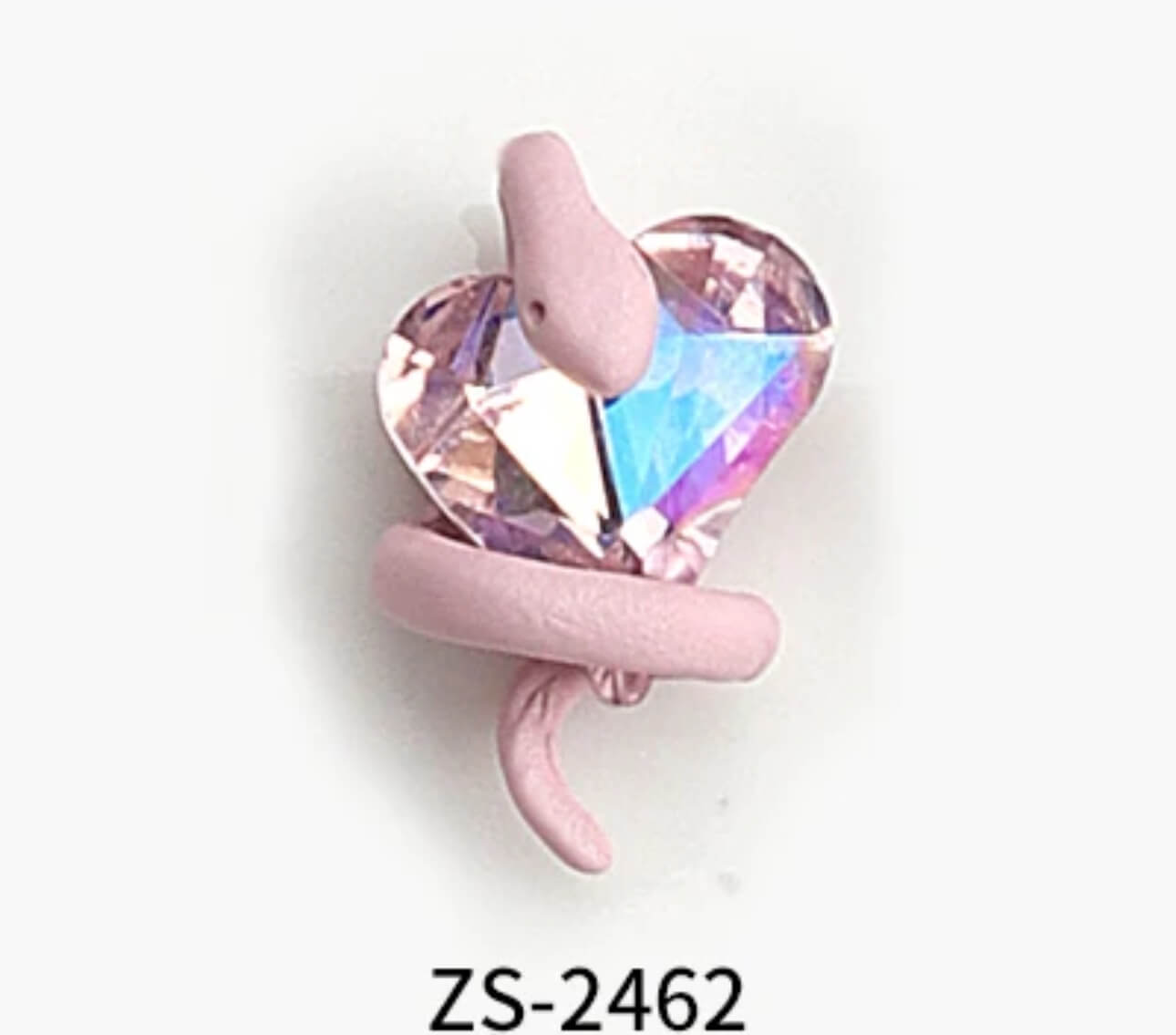 Nail Charm Pink Heart With Pink Snake 2pcs/bag - Premier Nail Supply
