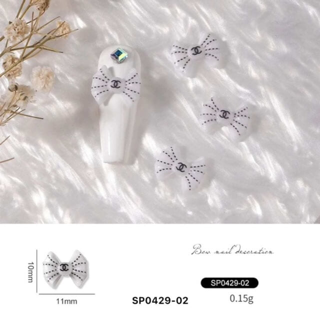 Nail Charm Resin Bow White SP042902 - Premier Nail Supply