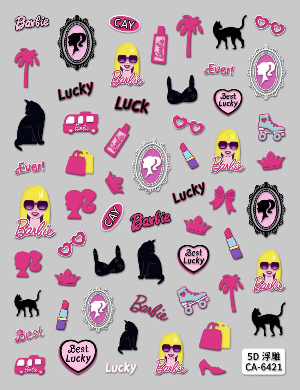 Nail Sticker 5D-Embossed Barbie #5DCA6421