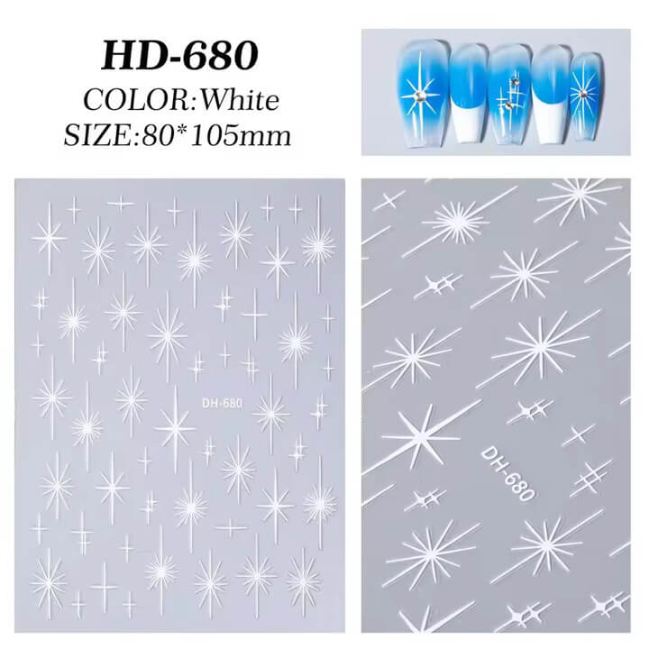 Nail Sticker White Cross Star #HD680