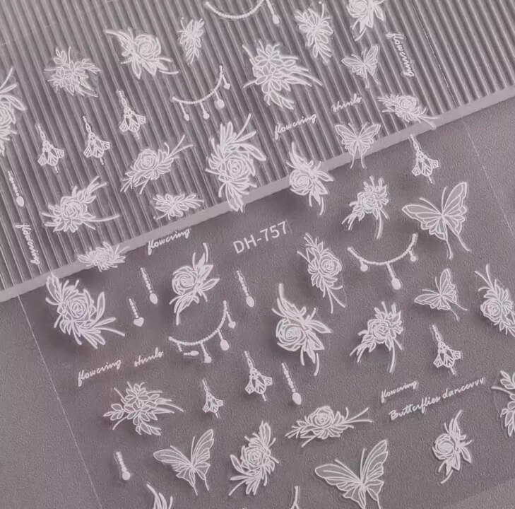 Nail Sticker White Rose #DH757