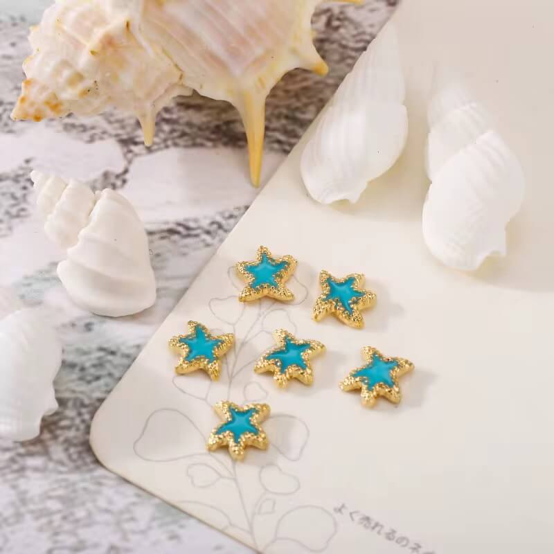 Nail Charm Blue Star Fish 2pcs/Bag