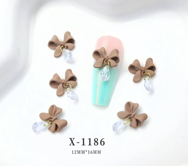 Nail Charm Bow with Diamond 2pcs/bag - Premier Nail Supply