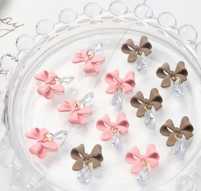 Nail Charm Bow with Diamond 2pcs/bag - Premier Nail Supply