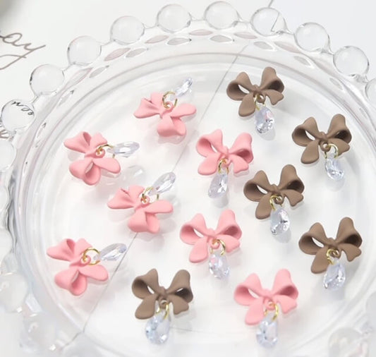 Nail Charm Bow with Diamond 2pcs/bag - Premier Nail Supply