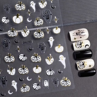 Nail Sticker Halloween Ghost, White Pumpkin #DH765