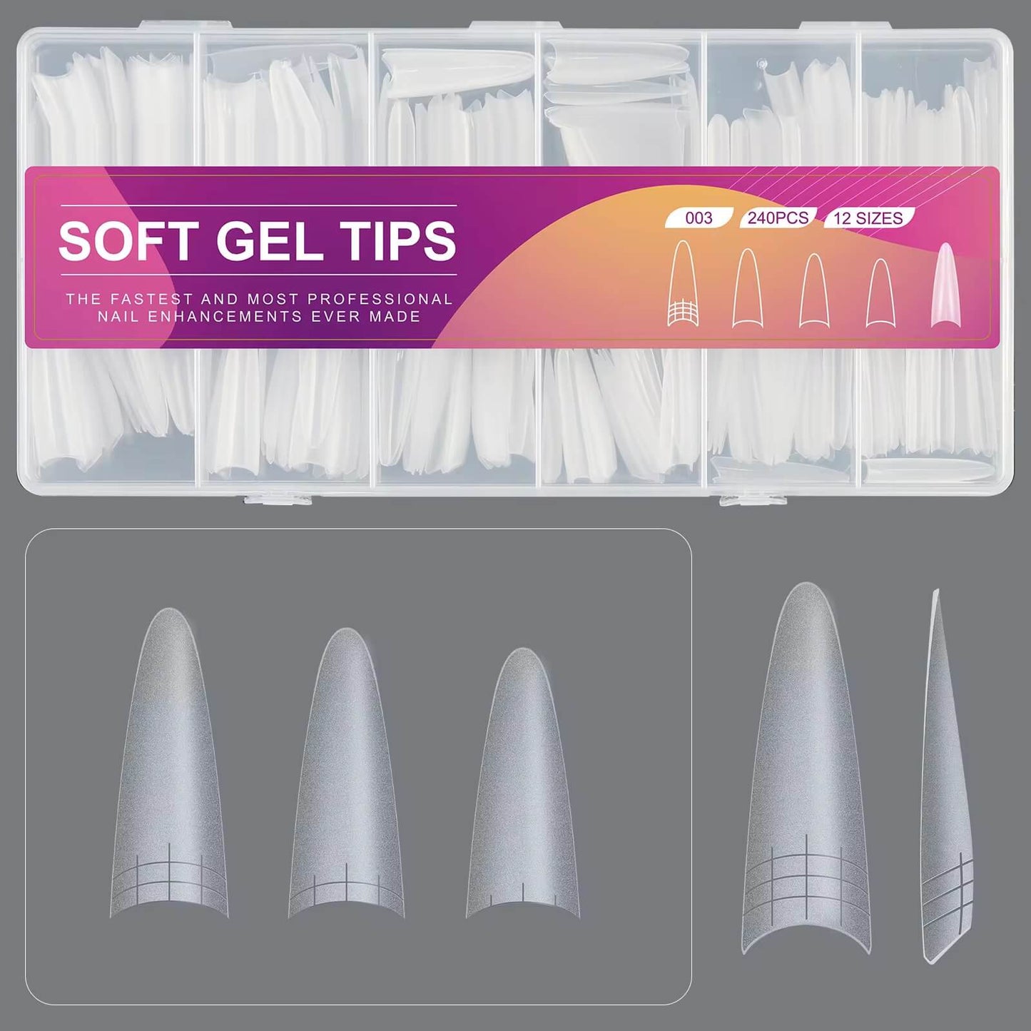 Nail Tip Extensions Extra Long Stiletto 240pcs - 12sizes