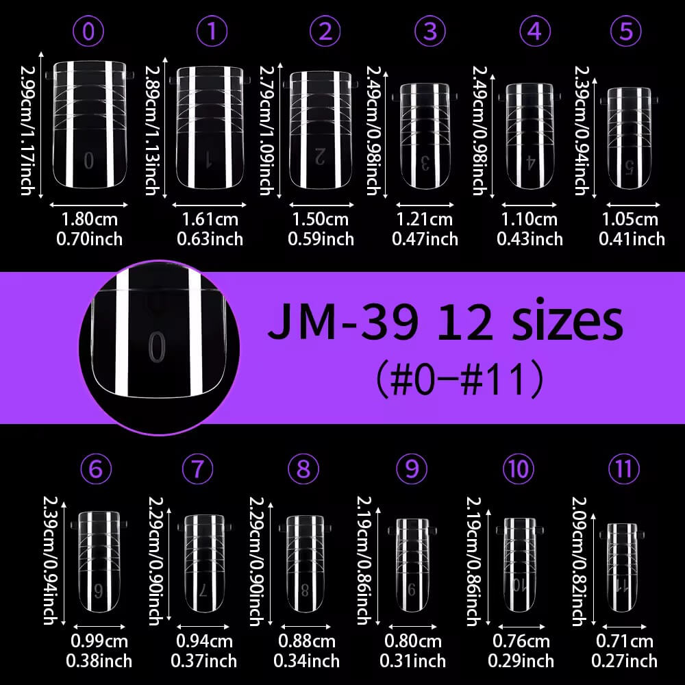 Toenail Dual Forms for Poly Gel & Builder Gel Extension Tip 0-11 size
