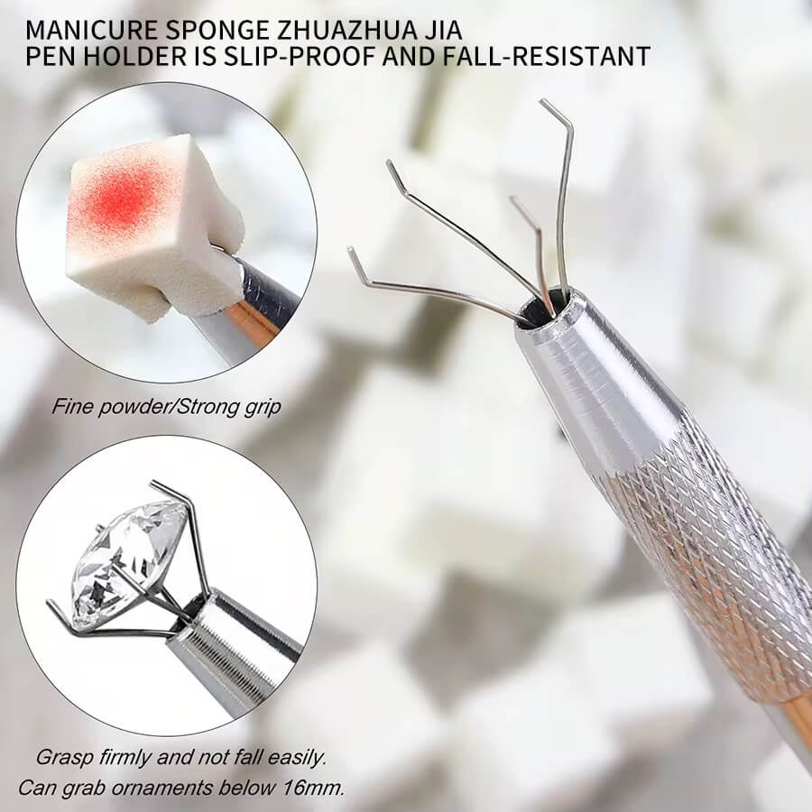 Nail Sponges for Ombre with 1 Claw Metal Grabbing Pen