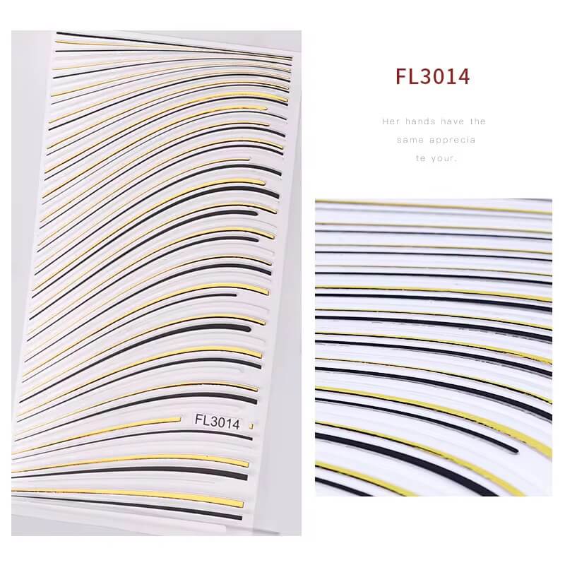 Nail Sticker Line Gold, Black #FL3014
