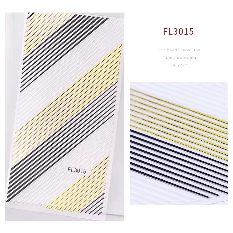 Nail Sticker Line White,Gold,Black #FL3015